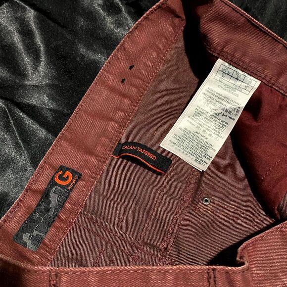 G By Guess Calan Jeans Men's 32x32 Red Denim Tapered Leg Streetwear Outdoor - Picture 6 of 7